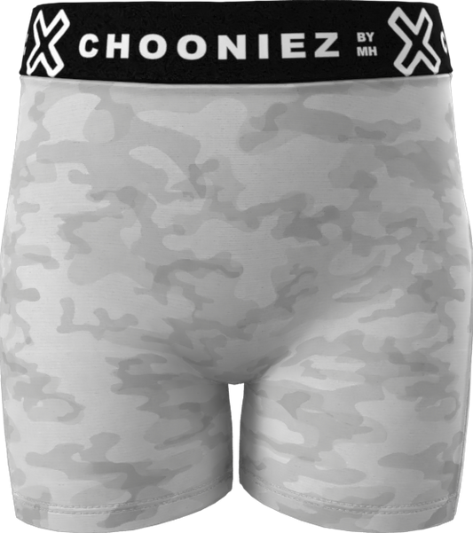 Girls' Everyday Boxer Brief (Snow Camo) White and Gray